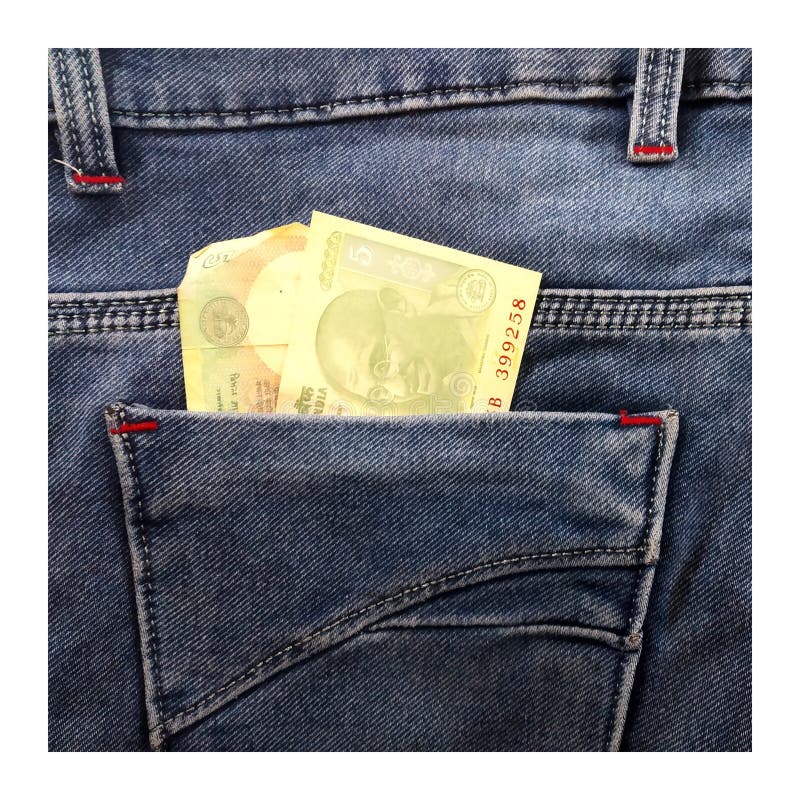 India Money.Indian Currency in Jeans Pocket.Currency.Indian Currency in