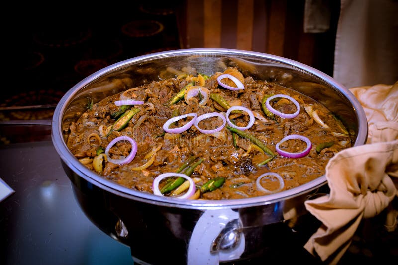 Indian Curry Dish with Potatoes and Cauliflower and Green Peas Stock