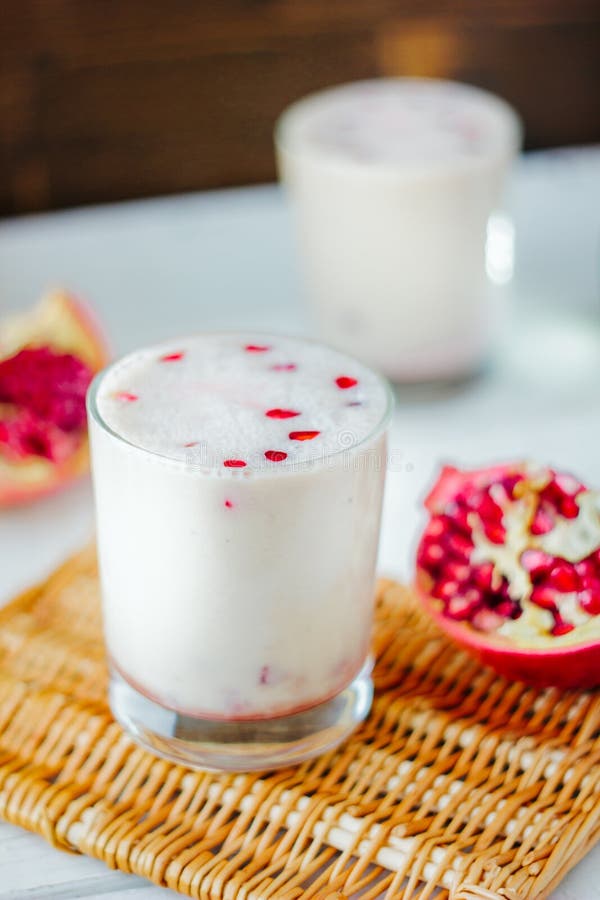Indian Dessert Lassi with Pomegranate Stock Photo Image of yogurt