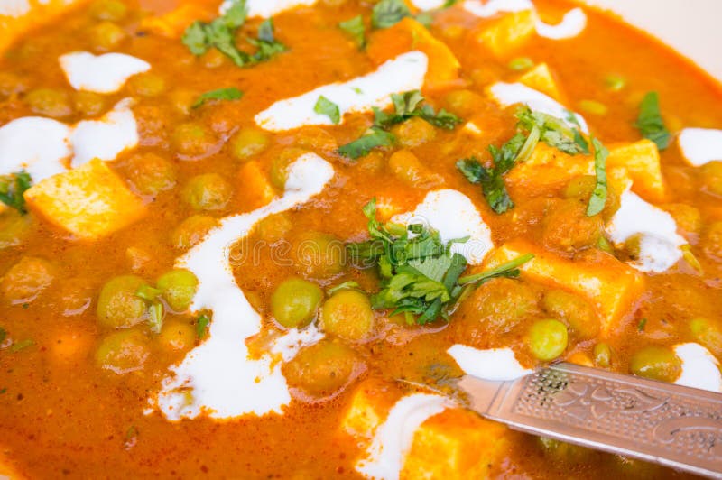 Indian Dish of Cottage Cheese and Peas Stock Photo - Image of cream