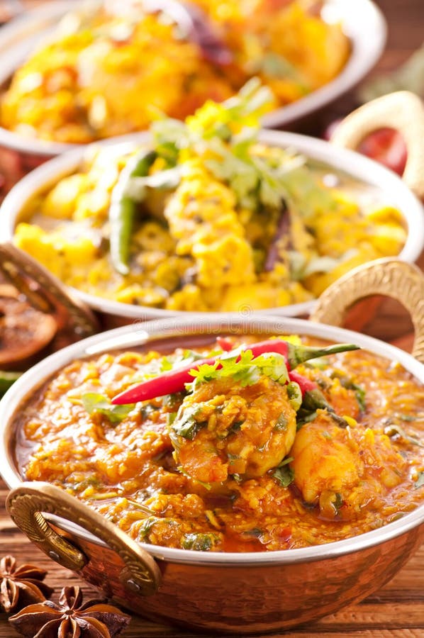 Indian dishes stock photo. Image of kurma, green, brass 24056772
