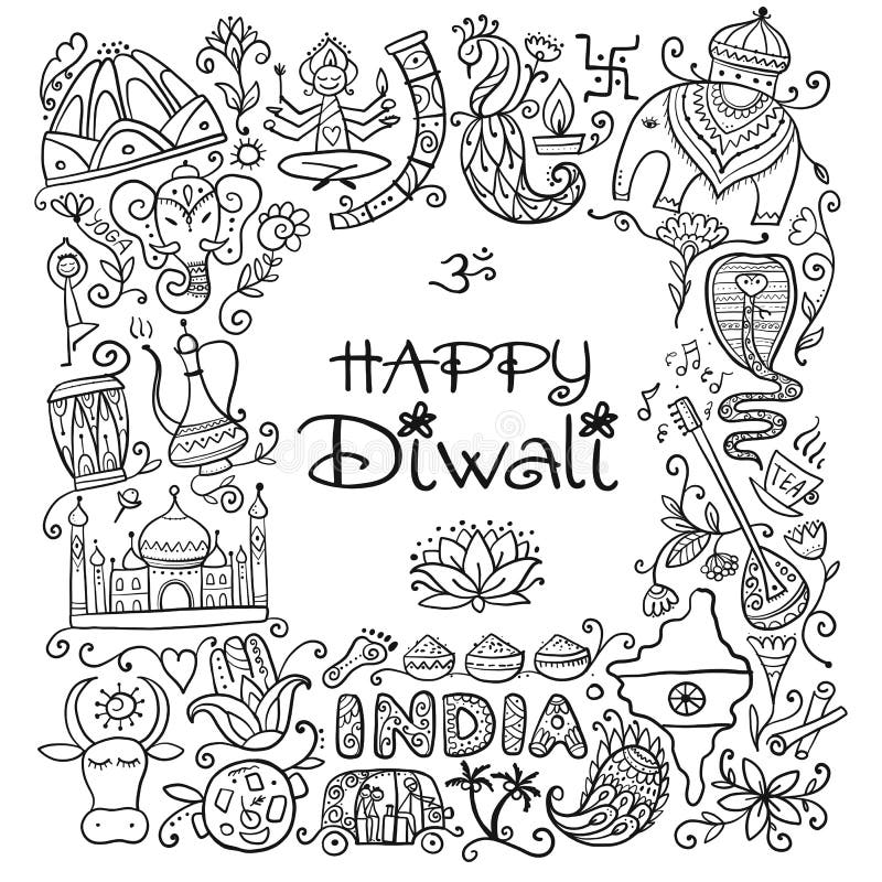 Indian diwali festival holiday. Sketch for your design. Vector illustration