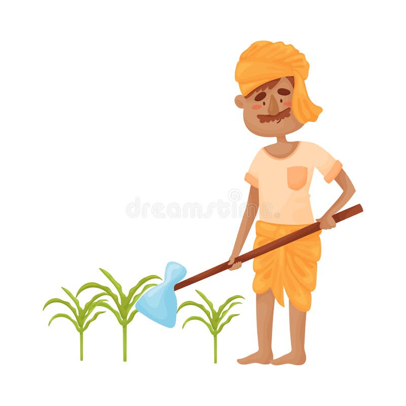 Man in Indian Clothes with a Hoe. Vector Illustration. Stock Vector - Illustration of isolated, hindu: 158372331 Man in Indian Clothes with a Hoe. Vector Illustration. Stock Vector - Illustration of isolated, hindu: 158372331