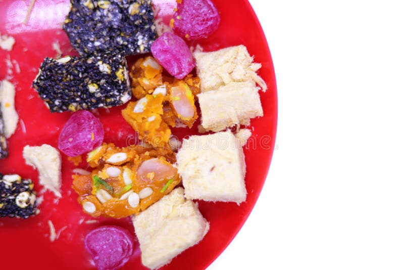 Indian Festival Traditional Sweets with Candy S and Copy Space for Text