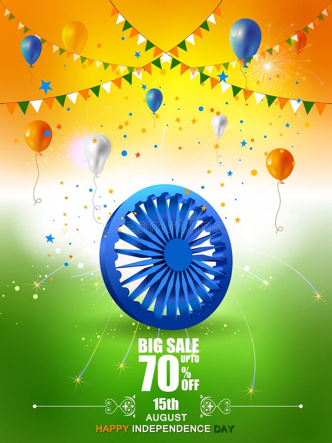 Indian Flag on Happy Independence Day of India Sale and Promotion Background  Stock Vector - Illustration of ashoka, festival: 95121482