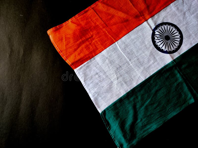 Indian Flag Isolated on Black Background. Stock Image - Image of  government, indian: 193213405