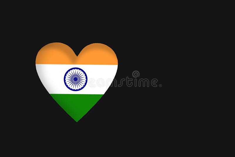 Indian Flag in the Shape of a Heart on a Black Background. Horizontal  Background with Space for Text, Copy Space Stock Image - Image of abstract,  design: 242819701