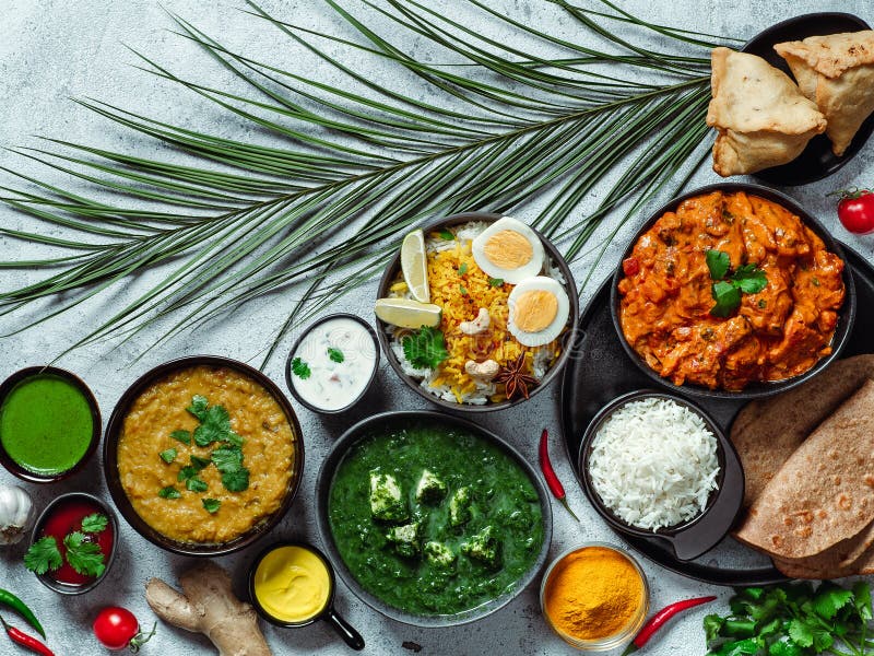 Indian Food And Indian Cuisine Dishes Copy Space Stock Photo Image