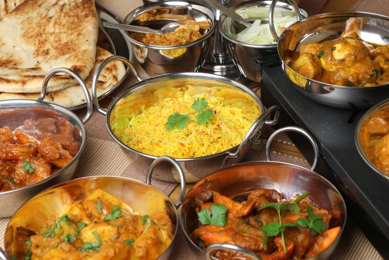 Indian Food, Curry Banquet Selection Stock Photo - Image of cuisine ...