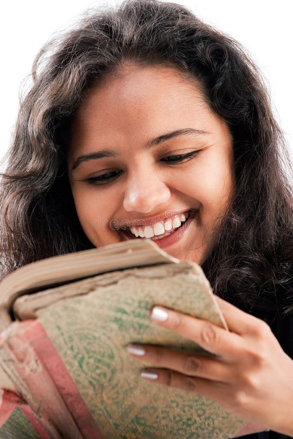 Indian Girl Enjoing Reading Book Stock Photo - Image of teenager ...