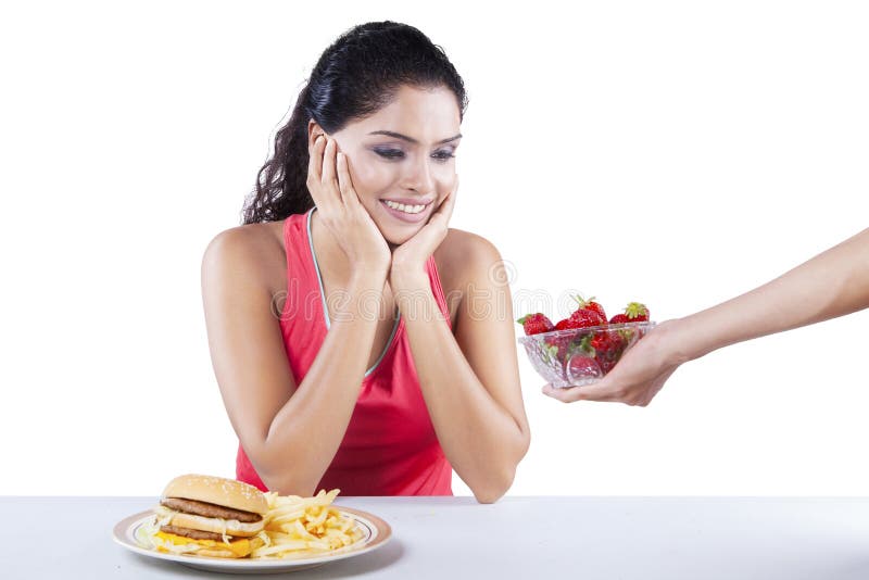 Indian Girl Receive Strawberry