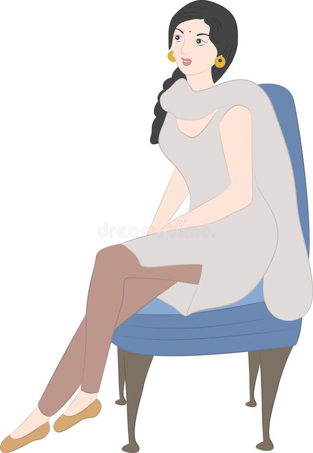 Indian Girl sitting stock illustration. Illustration of india - 25416091