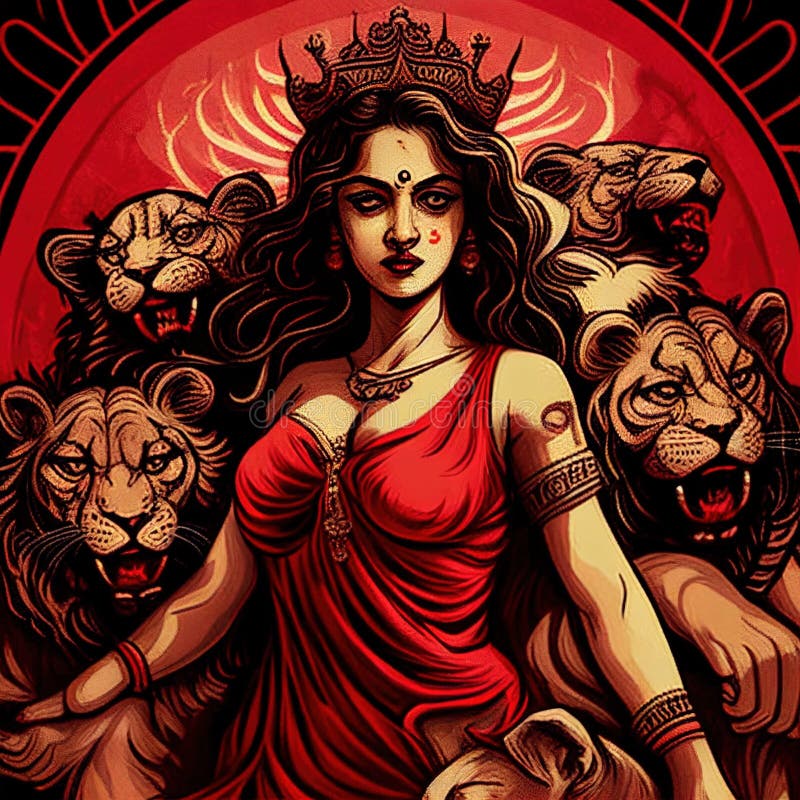 Indian Goddess Laxmi Generative AI Stock Illustration - Illustration of ...