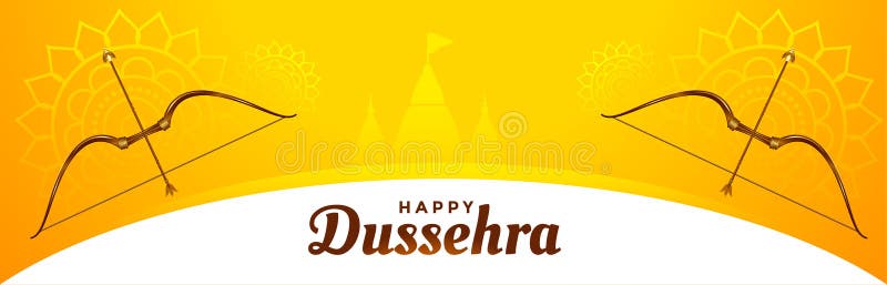 Indian Happy Dussehra Festival Yellow Banner Design Stock Vector ...