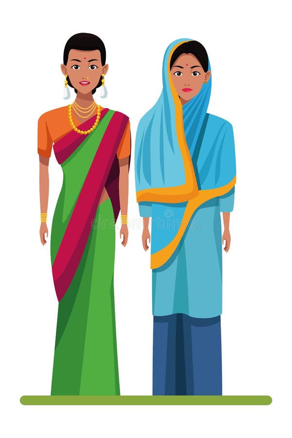 Indian Women Avatar Cartoon Character Stock Vector - Illustration of ...