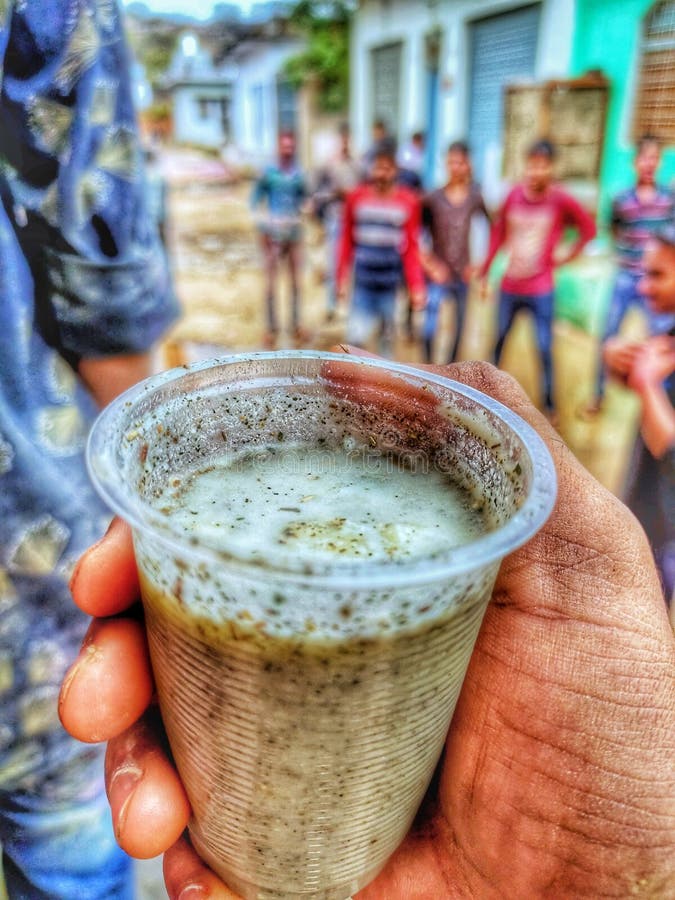 An indian liquor known as bhang drinking in Holi festival