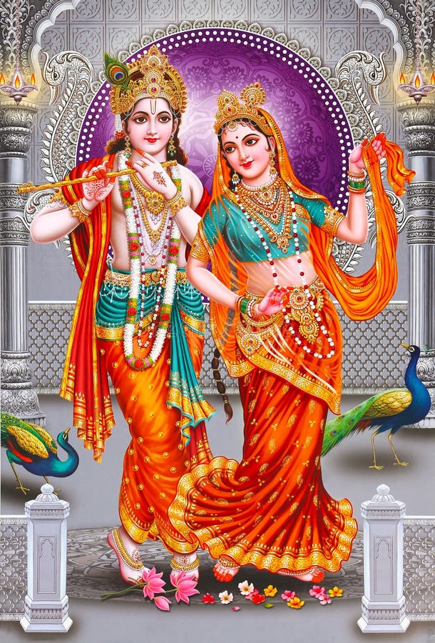 Lord Radha Krishna Beautiful wallpaper with background royalty free stock images