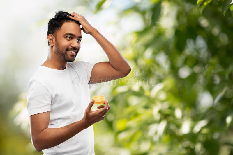 Indian Man Applying Hair Wax or Styling Gel Stock Photo - Image of  hairstyling, haircare: 132633326