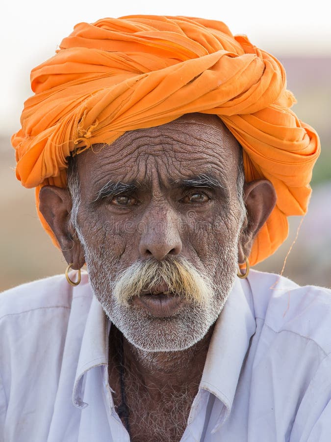 Indian Men Attended the Annual Pushkar Camel Mela. Editorial Photo
