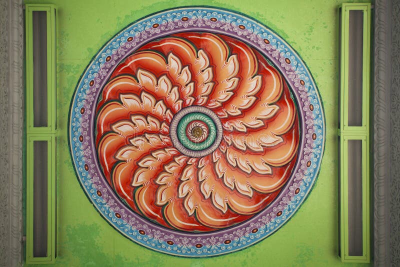 Indian mandala painting green and red