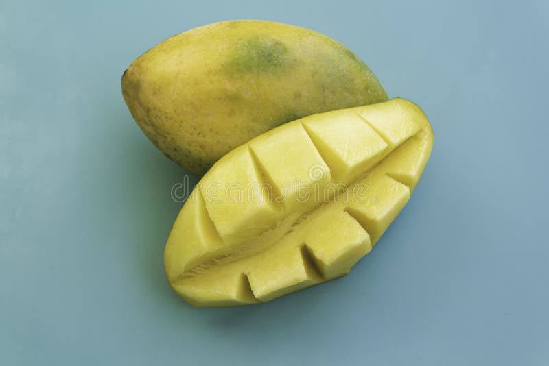 Indian Mango with Yellow Pulp Put in Woven Basket Stock Image Image