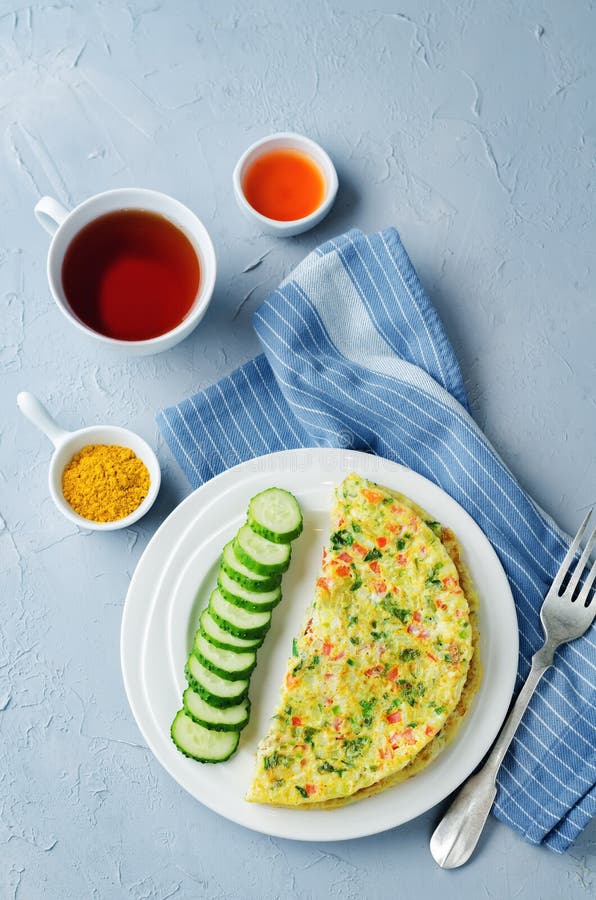 Indian Masala Omelette with Cucumbers Stock Photo - Image of spice ...