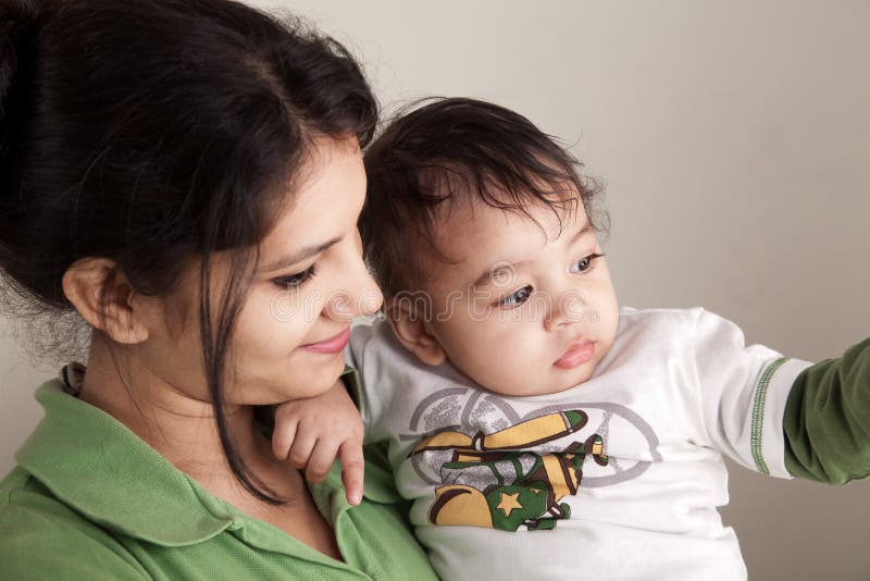 Indian Mother And Baby Smiling Stock Image Image Of Female Children