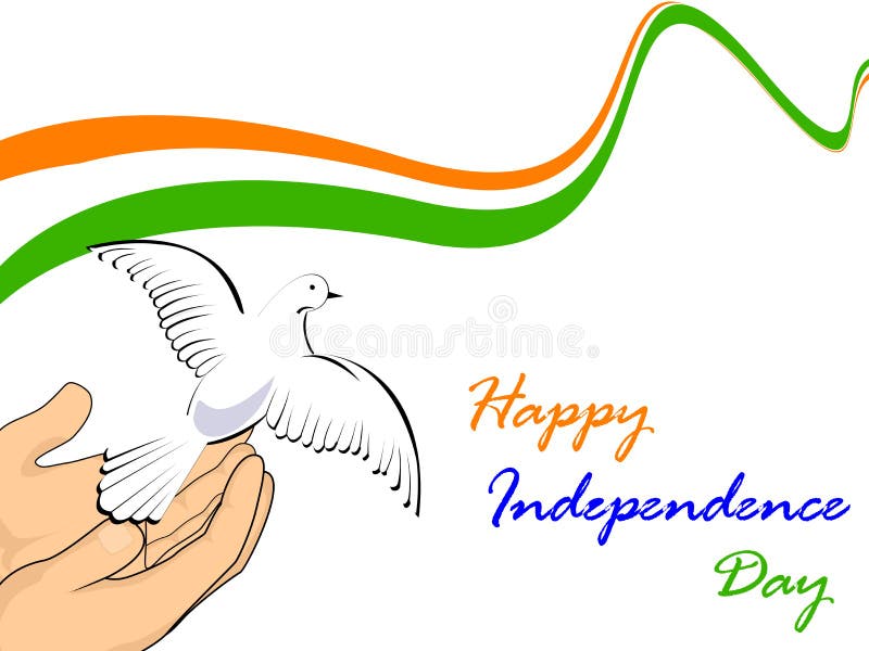 Indian National flag with flying pigeons. stock illustration Indian National flag with flying pigeons. stock illustration