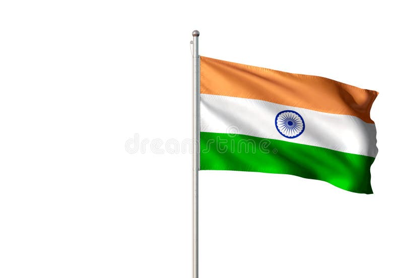 India National Flag Waving Isolated White Background Realistic 3d  Illustration Stock Illustration - Illustration of national, celebration:  126124662
