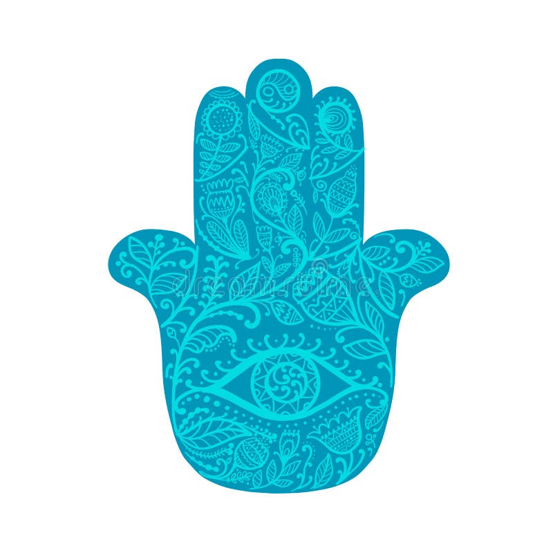 Indian Ornate Hand Hamsa, Symbol. Stock Vector - Illustration of india ...