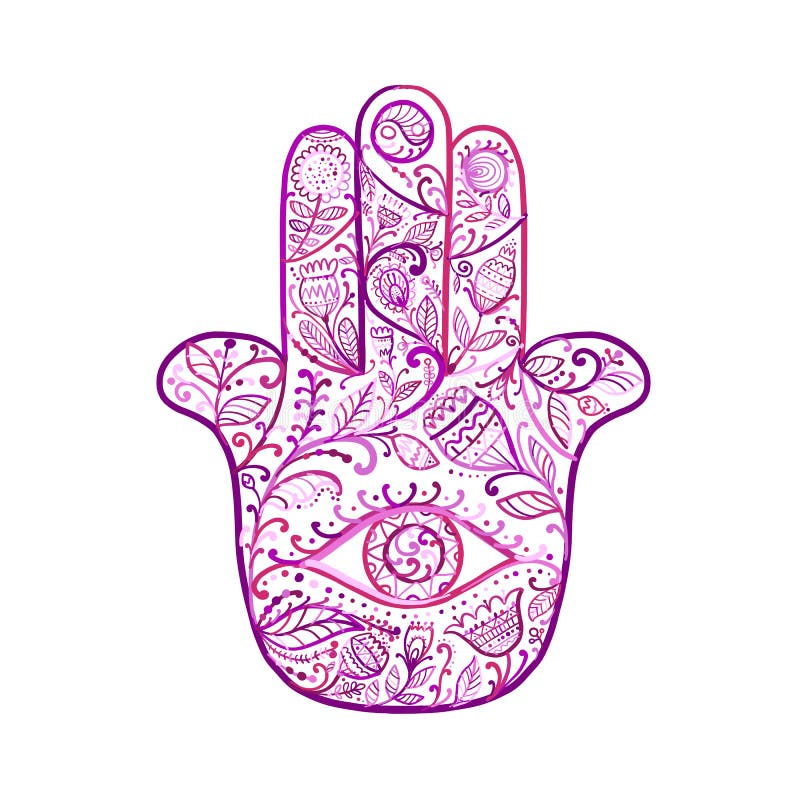 Indian Ornate Hand Hamsa, Symbol. Stock Vector - Illustration of india ...