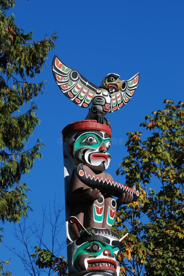 Indian painted totem in Canada