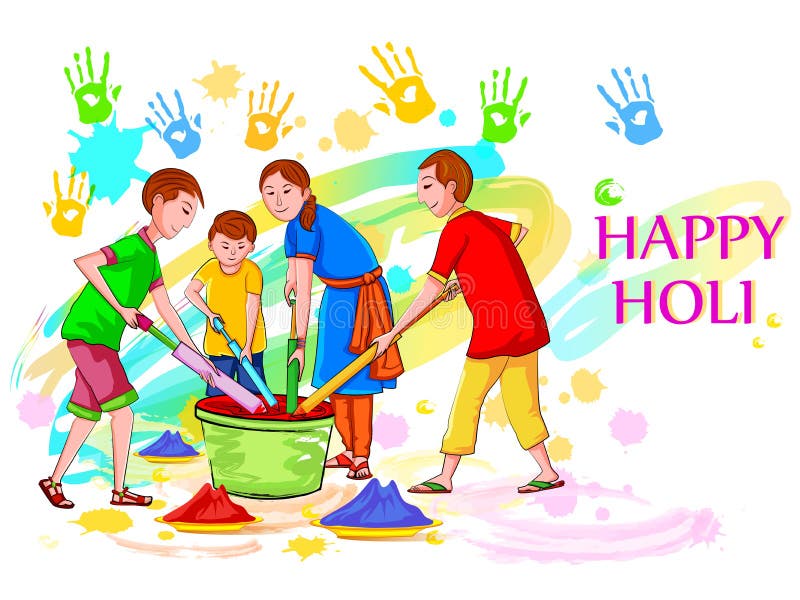 Indian People Celebrating Holi Festival Stock Illustrations 562