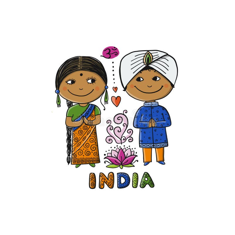 Indian people. Sketch for your design. Vector illustration