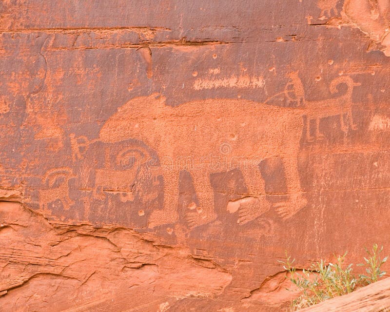 Indian Petroglyph on Red Rock Stock Image Image of drawing, park 6846307