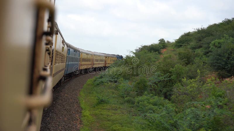 Indian railway View from window of rear carriage. In the mountain