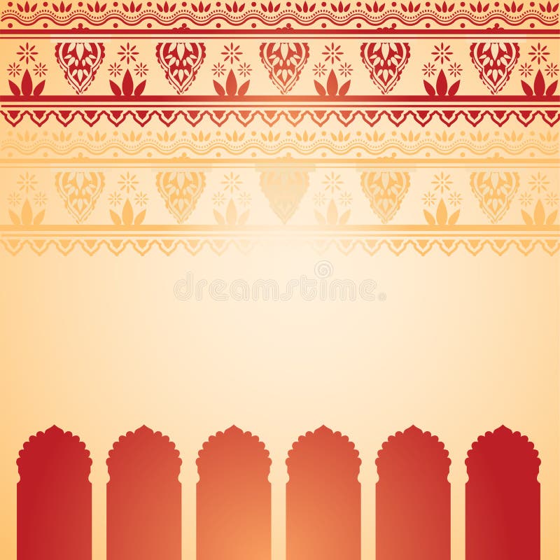 Indian Red and Cream Henna Temple Card Stock Vector - Illustration of  indian, eastern: 49993673