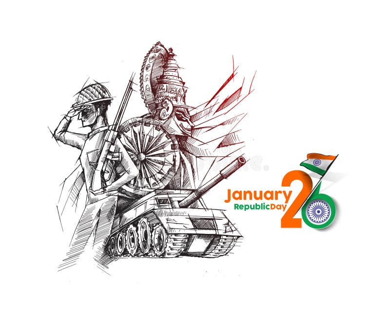 Republic day drawing: Easy and beautiful 26 January Happy republic day  drawing