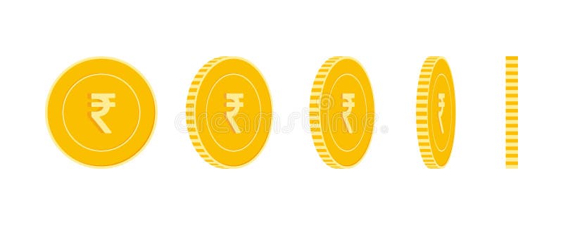 Indian Rupee Coins Set, Animation Ready. INR Yello Stock Vector -  Illustration of ready, animation: 201268969