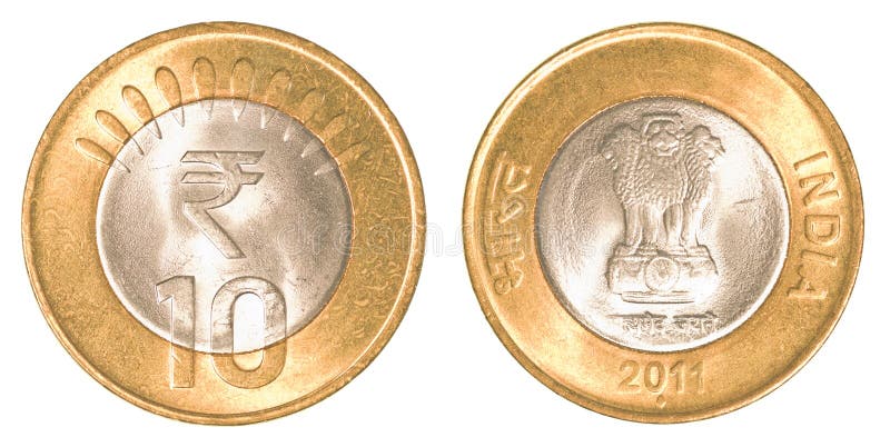 10 indian rupees coin stock photos