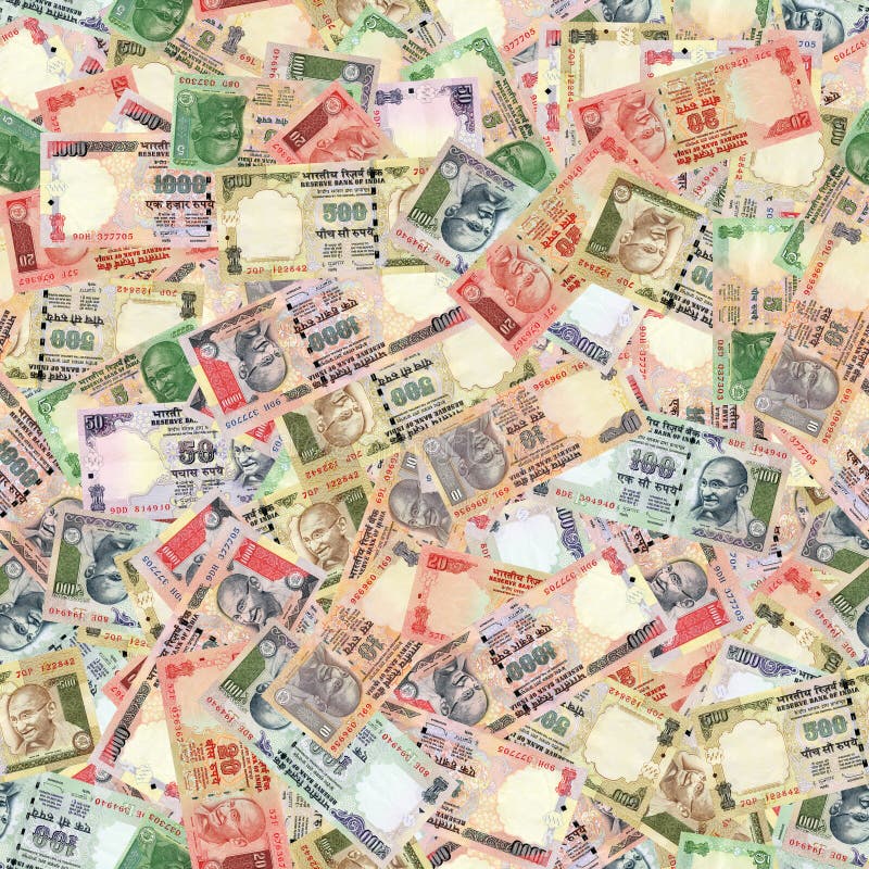 Indian rupees seamless texture stock image