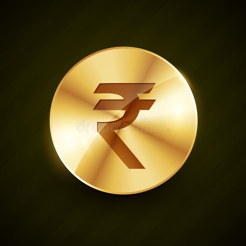 Indian ruppe gold coin with shiny effects royalty free illustration Indian ruppe gold coin with shiny effects royalty free illustration