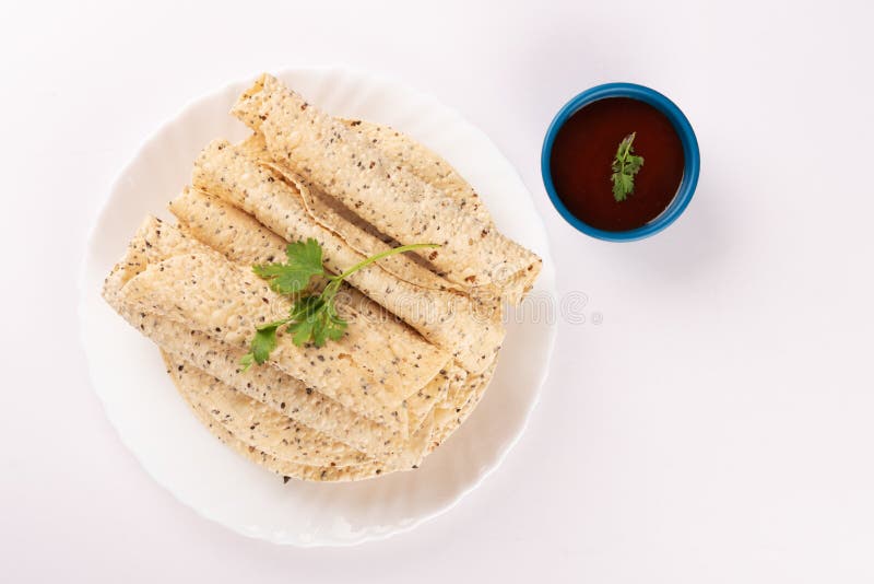 Masala Papad Or Roll Papad Or Papadam Stock Photo  Download Image Now   Pappadom Masala Roasted  iStock