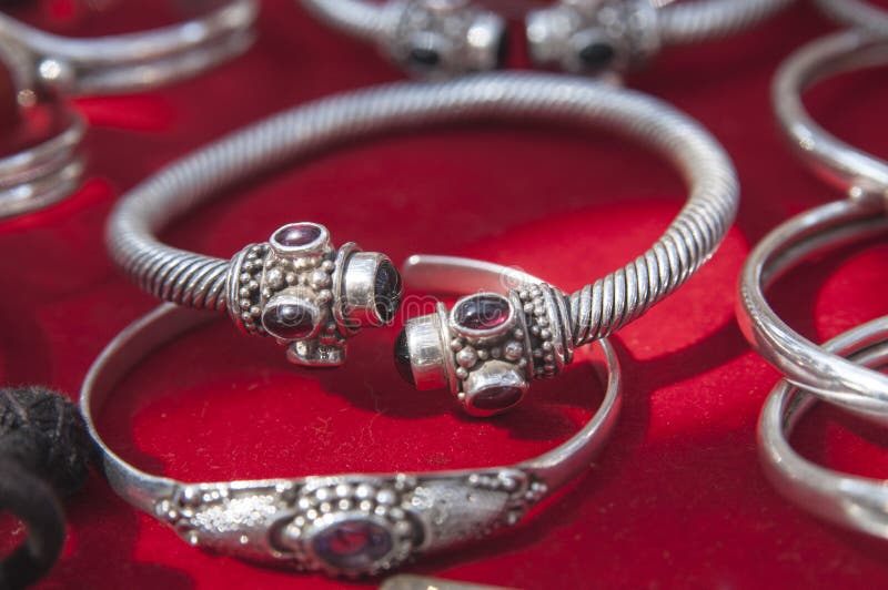 Indian silver bracelets stock photo. Image of pattern 40009920