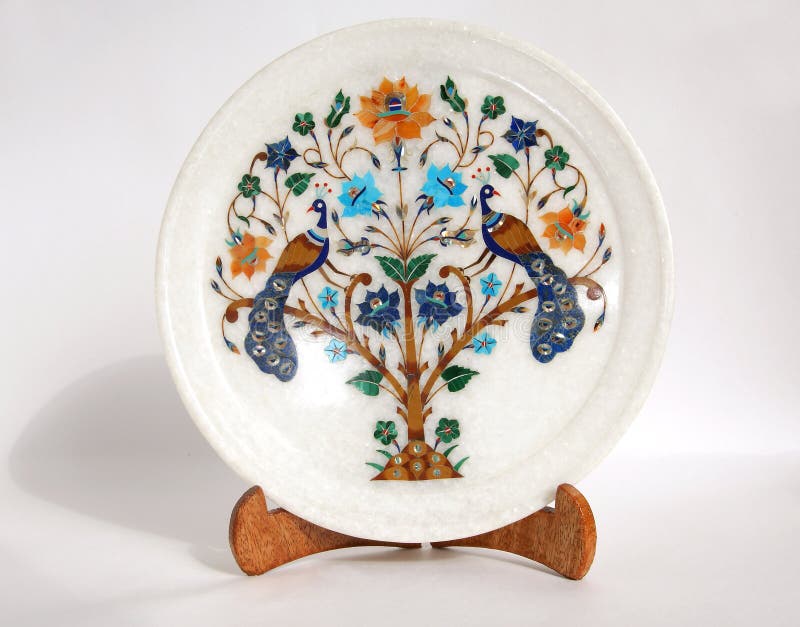 Indian souvenir plate made of white marble