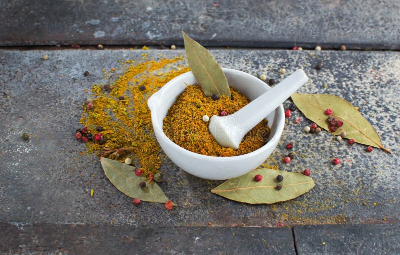 Indian Spices On Grunge Background Stock Image - Image of peppers