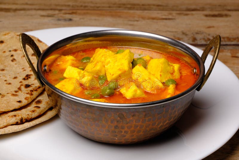 Indian Style Cottage Cheese Dish or Curry with Roti Stock Image Image