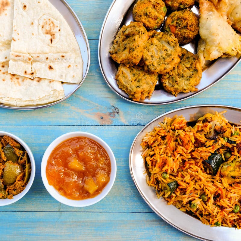 Indian Style Vegetable Biryani Meal Stock Image - Image of pickles