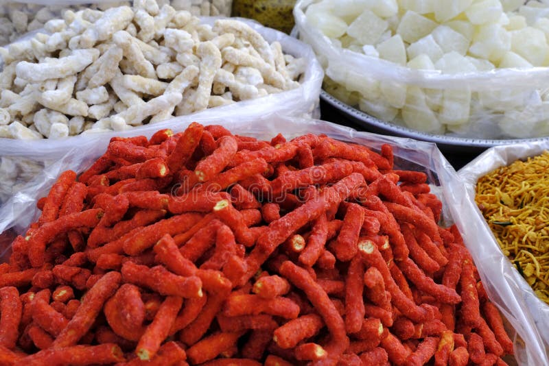 Indian Sweet Food Sev and Til (Sesame Seeds) Revdi. Stock Photo - Image