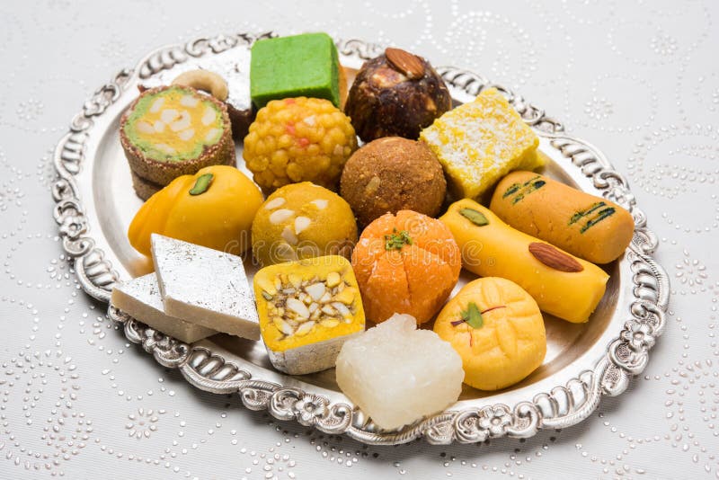 Indian sweets for diwali festival or wedding, selective focus